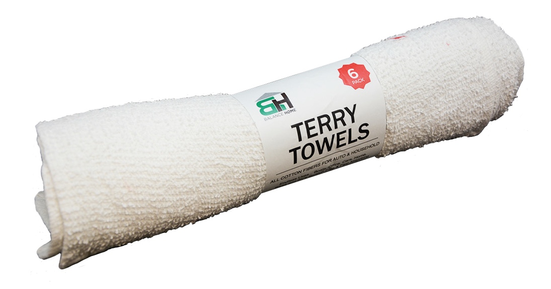 6pk Terry Towels - White (12pc case)