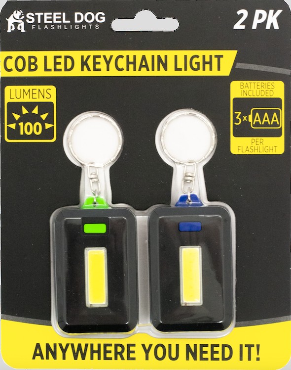 Steel Dog 2pk Cob LED Key Chain Light (48pc case)